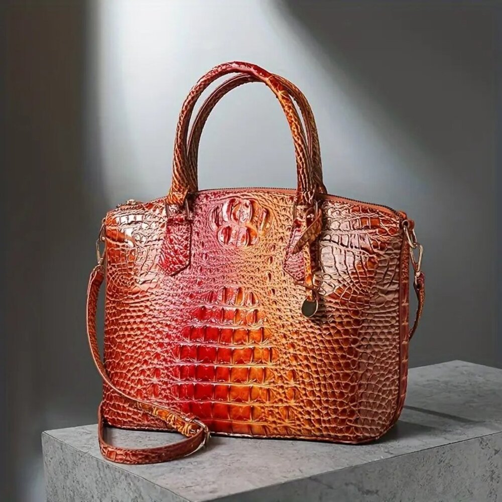 Stunning Gradient Crocodile Pattern Handbag Crossbody Purse for Women - Picture 3 of 6